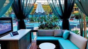 Couple enjoying a Cabana.