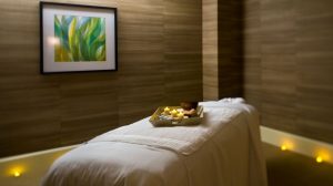 Massage table at Qua.