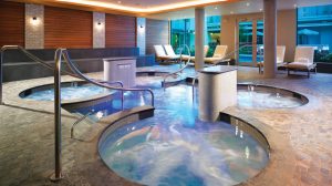 Four hot tubs inside of Sea Spa.