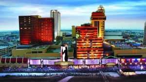 Tropicana AC Exterior at dusk