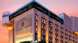 Rendering of the exterior view of the top of The Vanderpump Hotel
