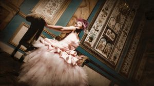 Photo Of Bride In Pink Wedding Dress Posing At Paris Las Vegas