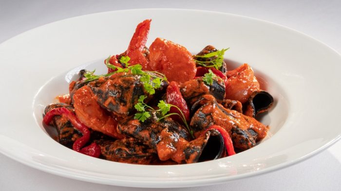 atl la strada squid ink pasta and shrimp
