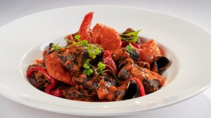 atl la strada squid ink pasta and shrimp