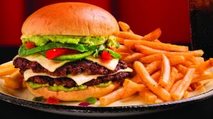 Burger, fries and a drink at Sizzle and Salt at Harrahs Gulf Coast