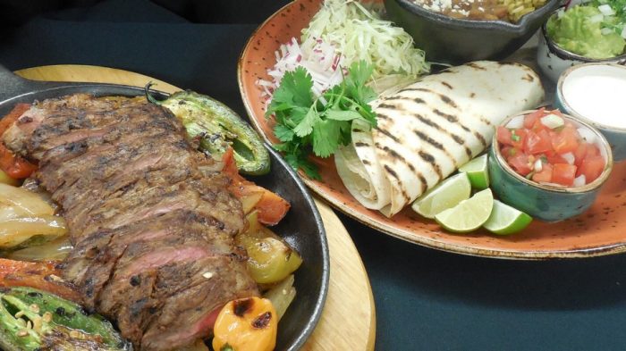 Steak fajita platter at Guy Fieri's El Burro Borracho