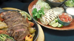 Steak fajita platter at Guy Fieri's El Burro Borracho