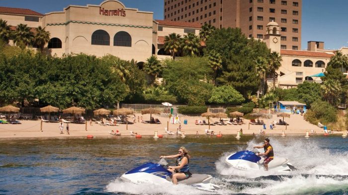 People riding jet skis on the river at Harrah's Laughlin.