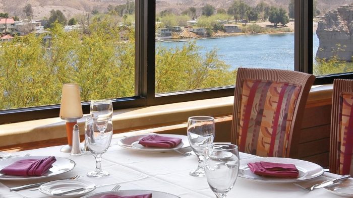 View of the river from a dining table at The Range.