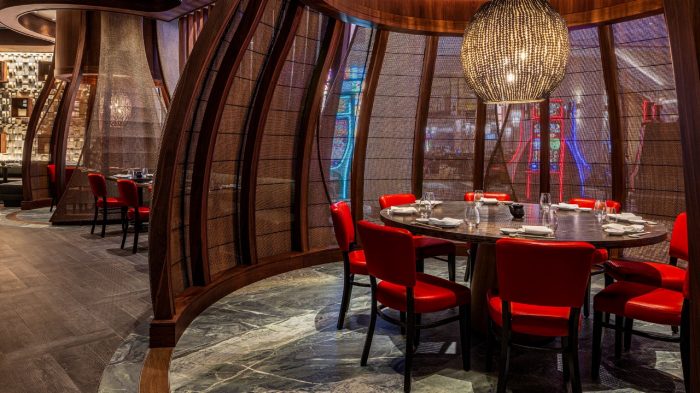 Dining table and chairs at Nobu Caesars New Orleans
