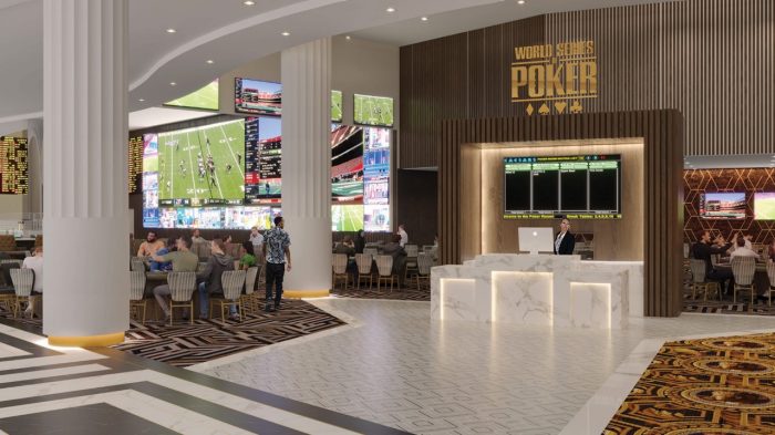Rendering of WSOP Poker Room entrance at Caesars New Orleans.