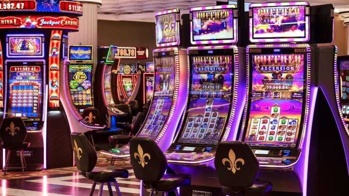 Slot machines on the gaming floor at Caesars New Orleans