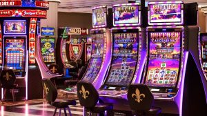 Slot machines on the gaming floor at Caesars New Orleans