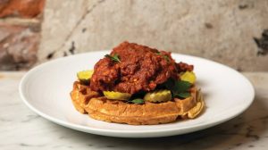 NOR Nina's Creole Cottage chicken and plantain waffle
