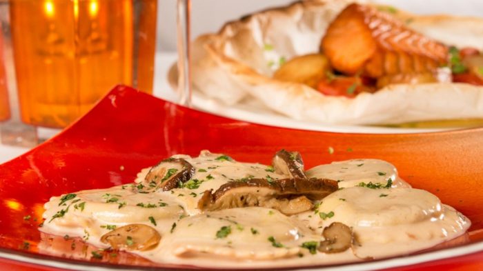 Plate of mushroom ravioli from La Strada.