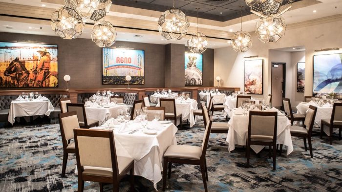 Interior Dining area of Ruth's Chris Steakhouse at Silver Legacy.