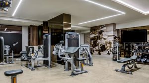 Gym equipment in the fitness center.