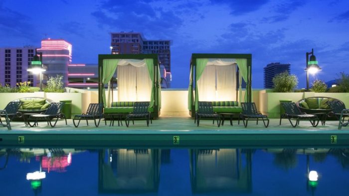 Silver Legacy pool at night