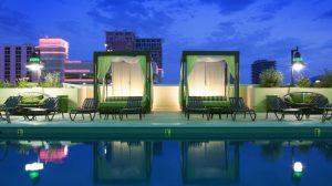 Silver Legacy pool at night