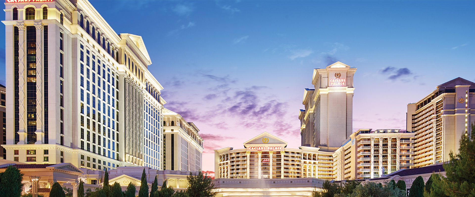 Caesars Palace Las Vegas Exterior at Sunset