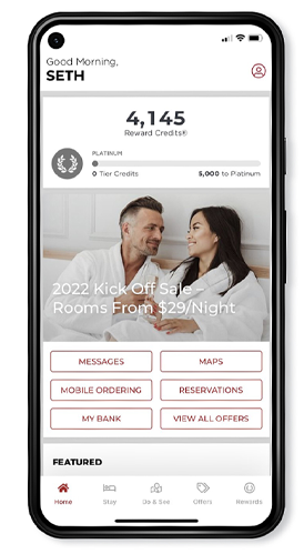 Caesars Rewards -sovellus puhelimen näytöllä