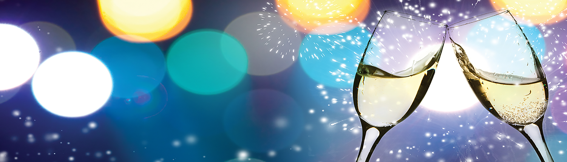 Champagne flutes toasting.