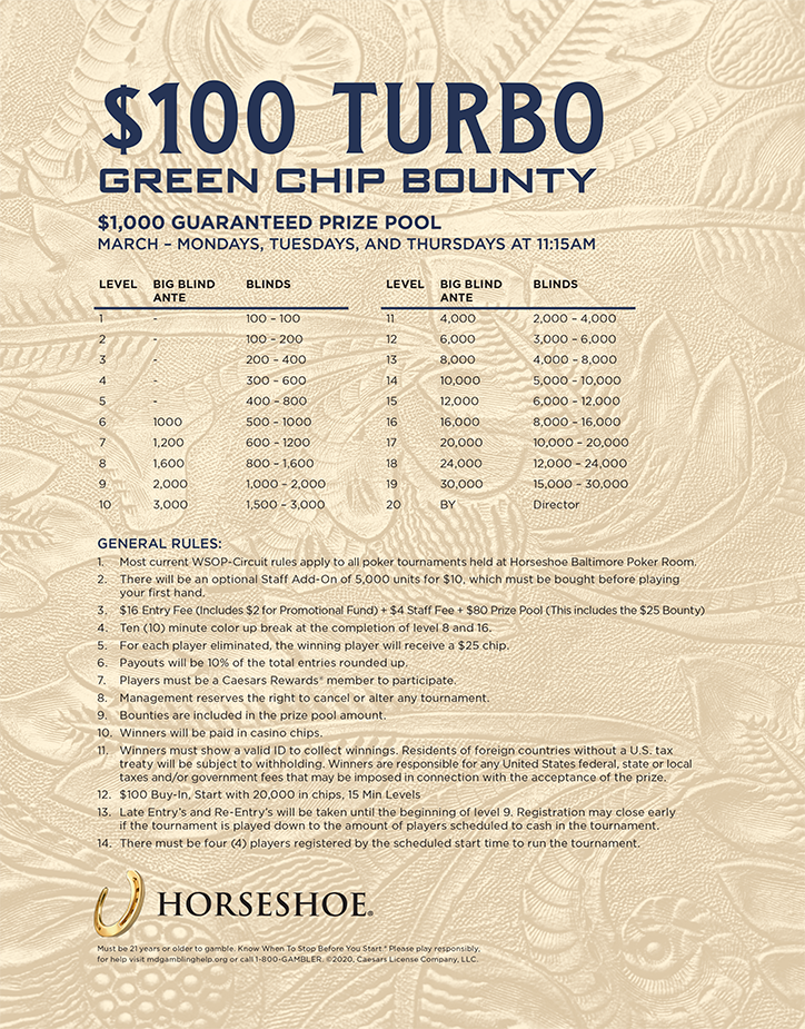 WSOP Baltimore Poker Tournaments Maryland Horseshoe Baltimore Casino