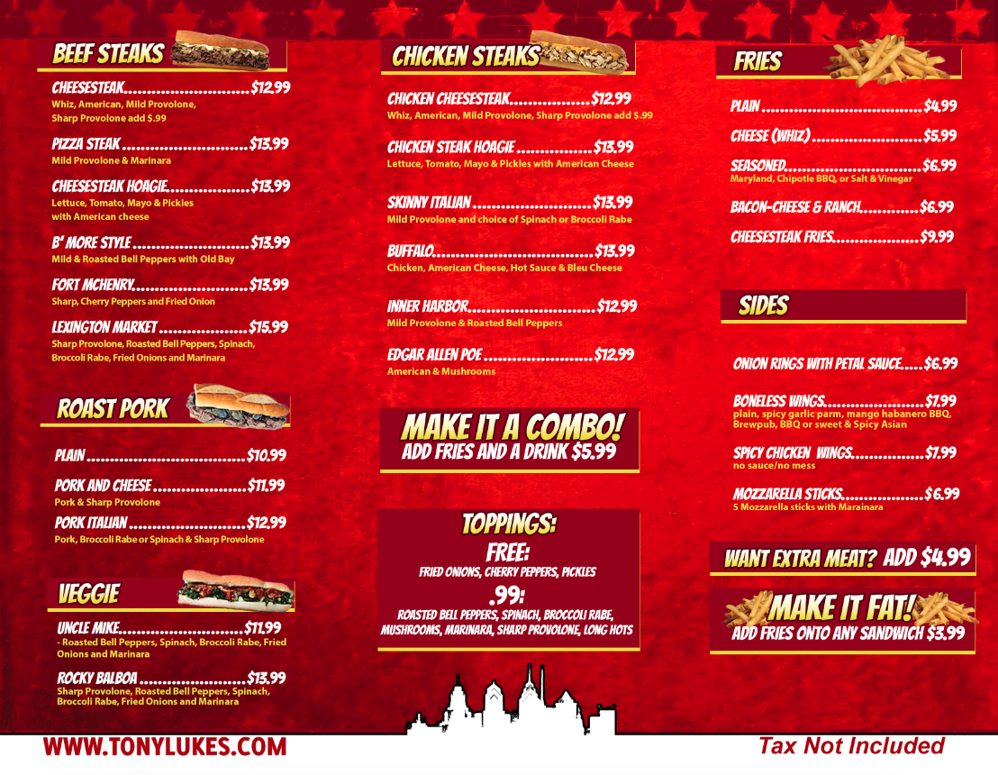 Horseshoe Baltimore Food Menus