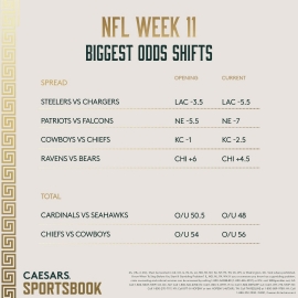 NFL Week 11 odds shifts