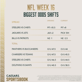 NFL Week 16 odds shifts