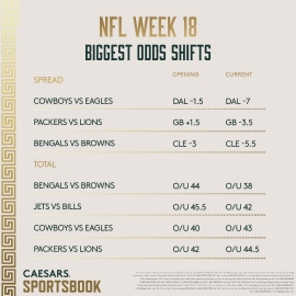 NFL Week 18 odds shifts