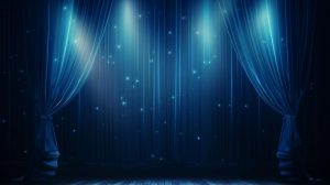 Blue Stage and Curtain at Atlantic City Comedy Club