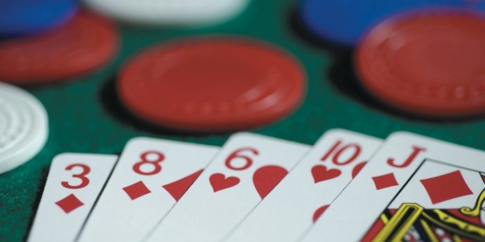 Red Playing Cards with Poker Chips