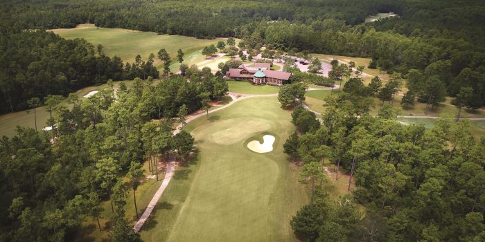 grand bear golf course aerial of clubhouse