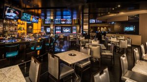 Interior dining area and bar at Ringers.