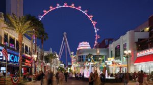 View of the highroller from the Linq Promenade at night