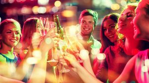 Group of friends toasting.