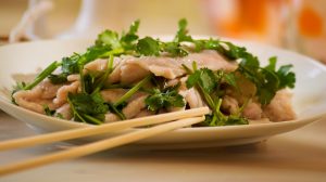 Chicken with cilantro.