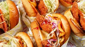 Trays of Sandwiches at Chicken Guy at Caesars Palace Las Vegas