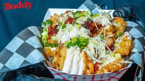 Sandwich and fries from Buddy V's Jersey Eats at The LINQ